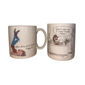 Vintage Hallmark & Applause Mugs - 2 Cartoon Humor Designs - Ceramic - Made In J